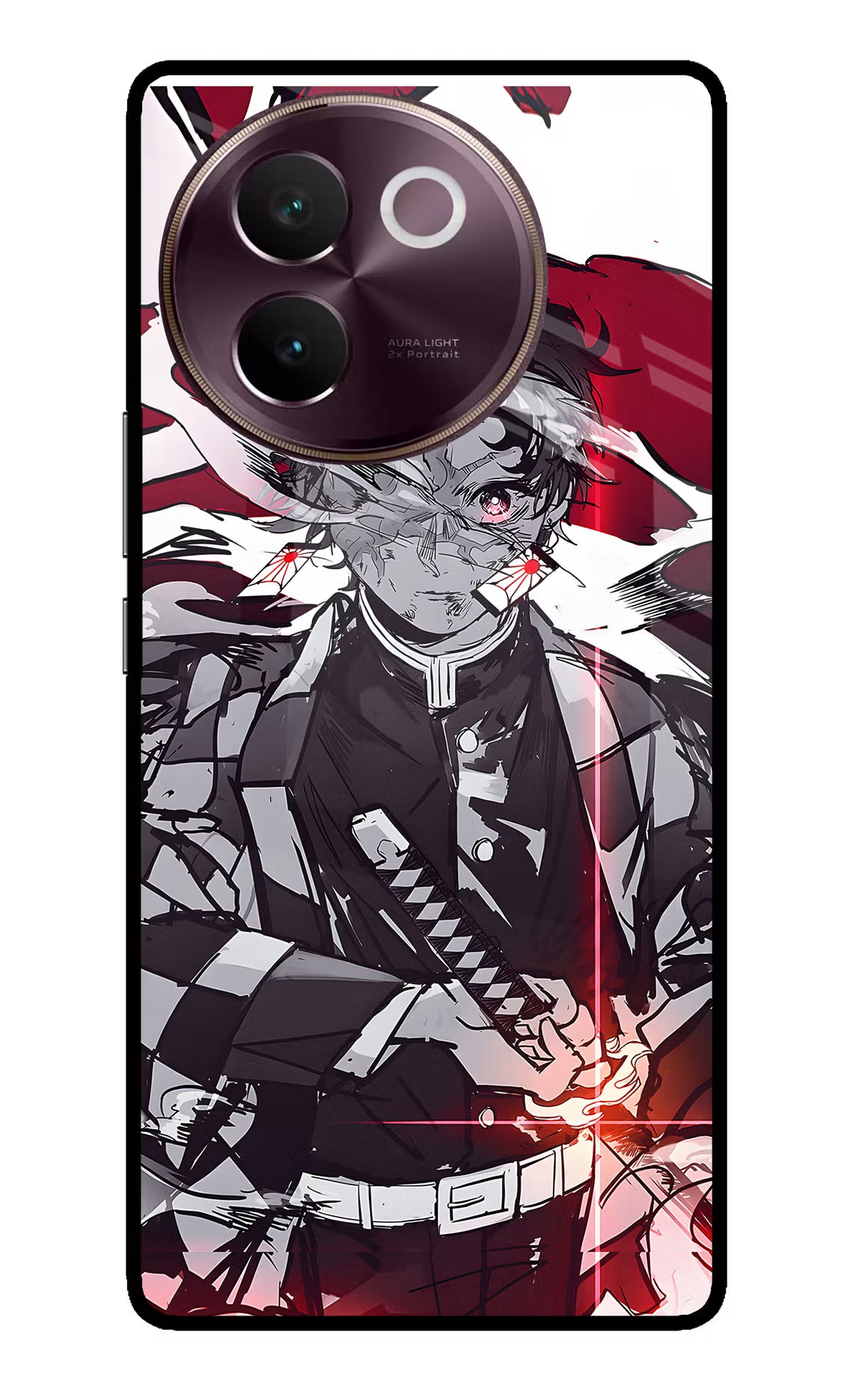 Demon Slayer Vivo V30e Glass Case Back Cover by Casekaro