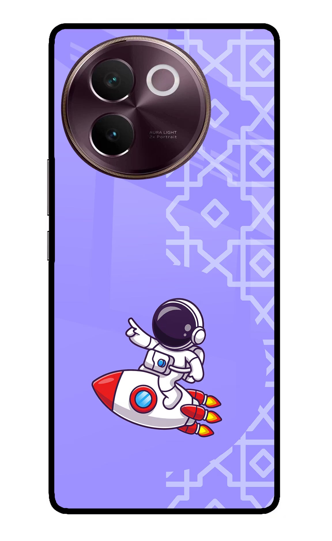 Cute Astronaut Vivo V30e Glass Case Back Cover by Casekaro