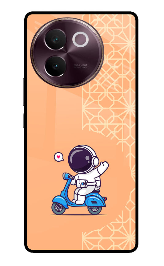 Cute Astronaut Riding Vivo V30e Glass Case