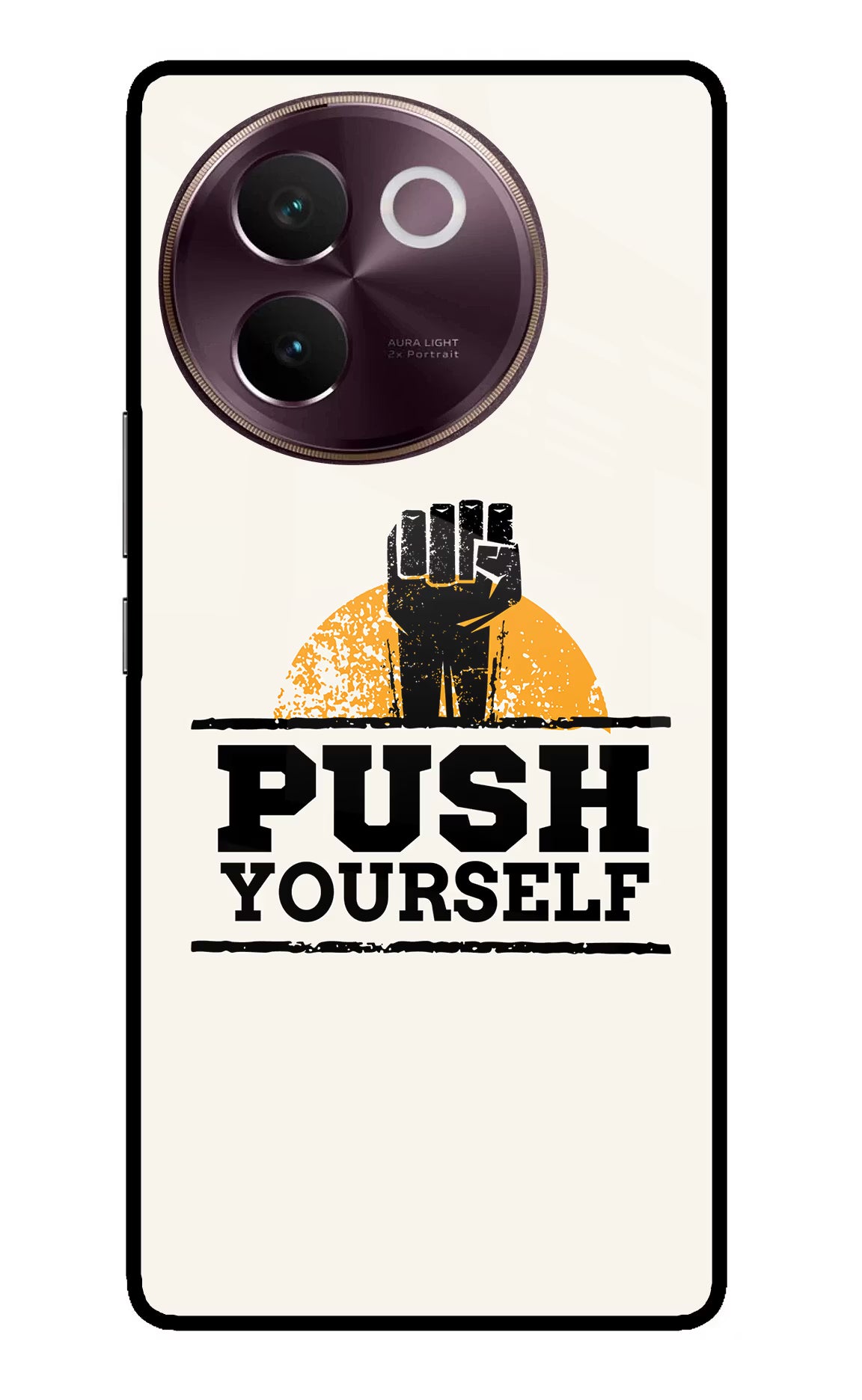 Push Yourself Vivo V30e Glass Case Back Cover by Casekaro