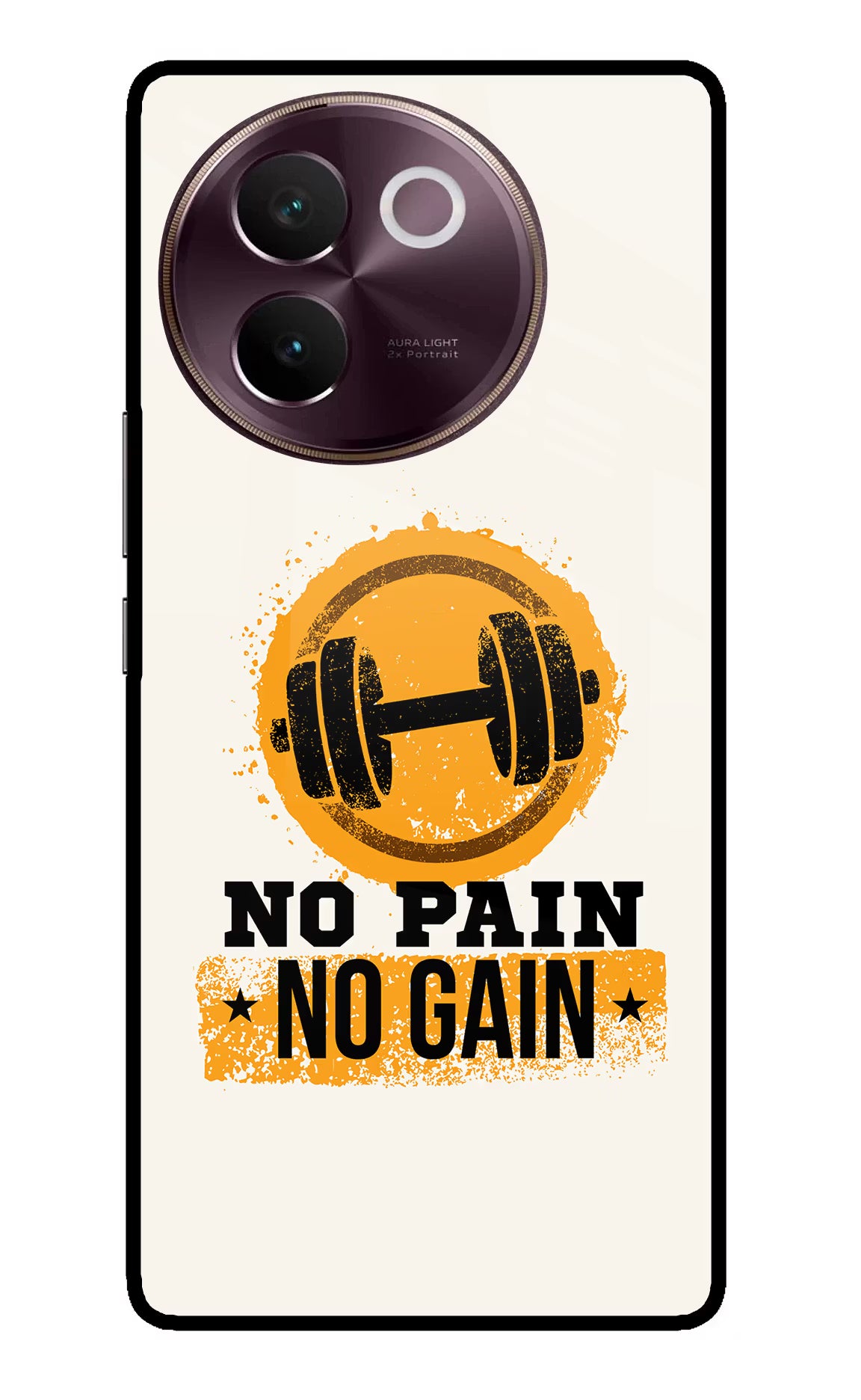 No Pain No Gain Vivo V30e Glass Case Back Cover by Casekaro
