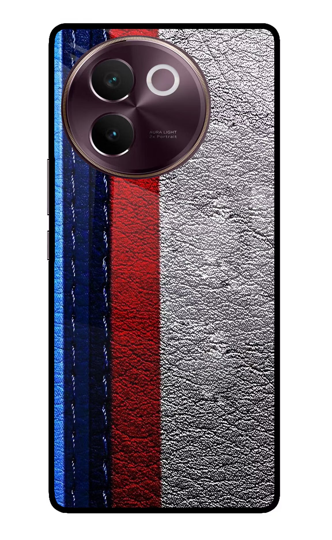 BMW Stripes Vivo V30e Glass Case Back Cover by Casekaro