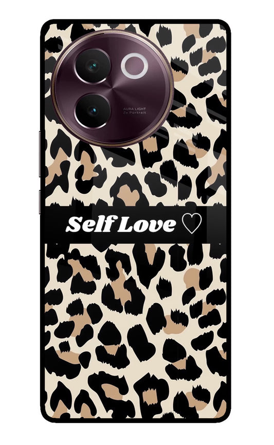 Leopard Print Self Love Vivo V30e Glass Case
