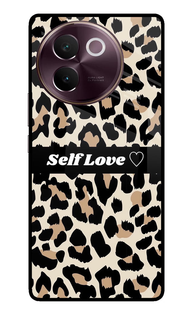 Leopard Print Self Love Vivo V30e Glass Case