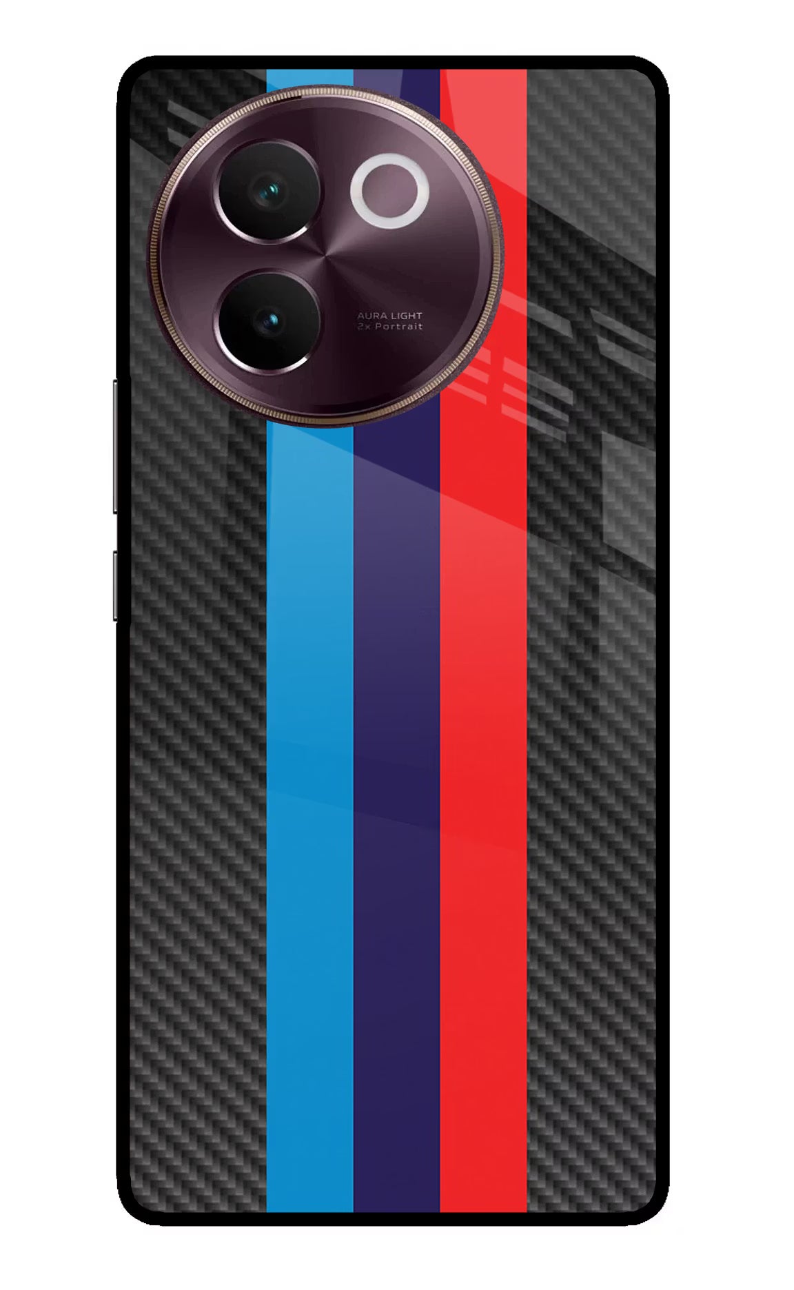 BMW Stripes Pattern Vivo V30e Glass Case Back Cover by Casekaro