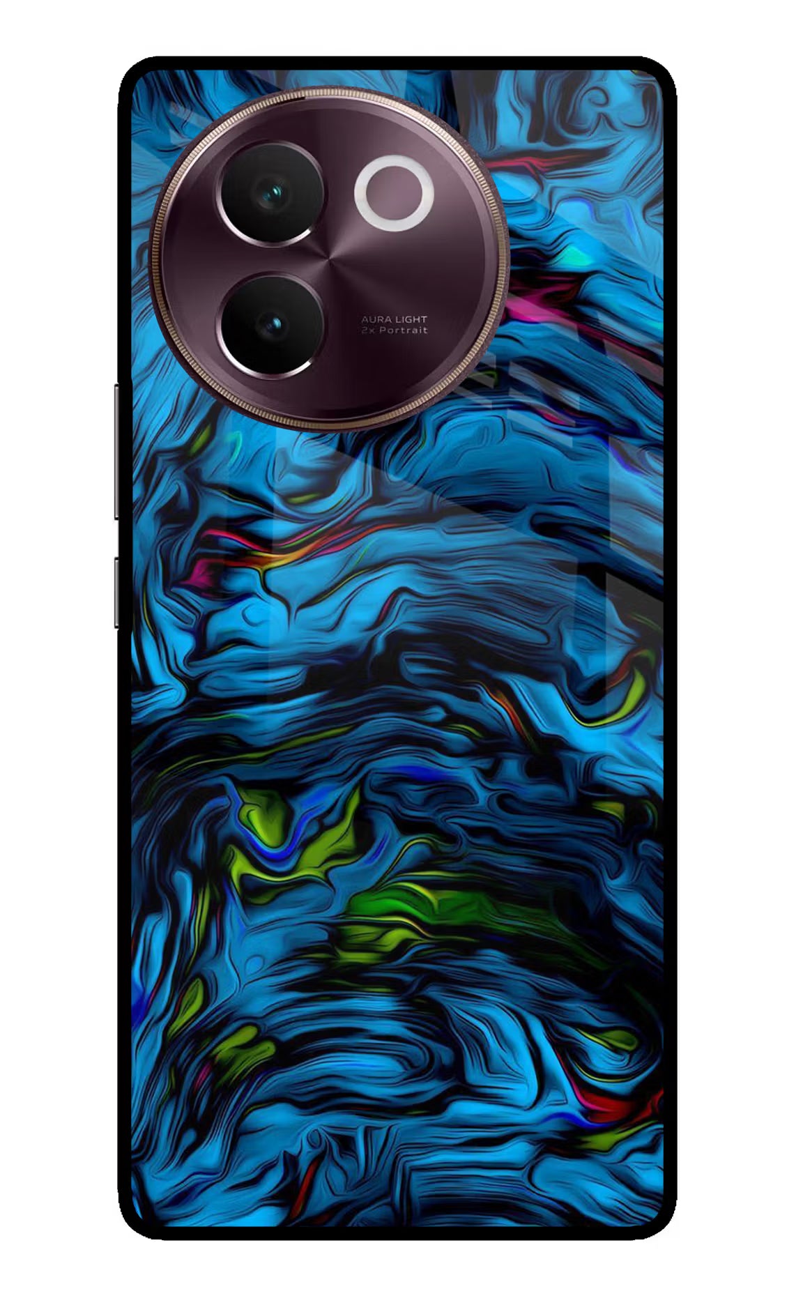 Dark Blue Abstract Vivo V30e Glass Case