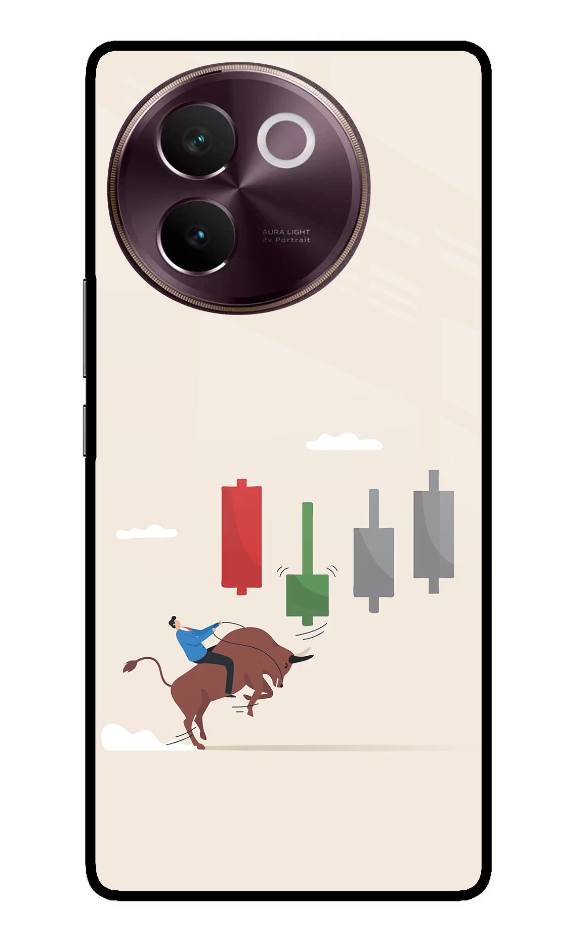 Bull Trading Momentum Vivo V30e Glass Case Back Cover by Casekaro