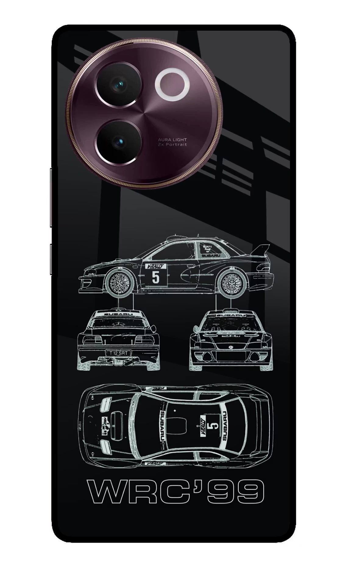 WRC'99 Vivo V30e Glass Case Back Cover by Casekaro
