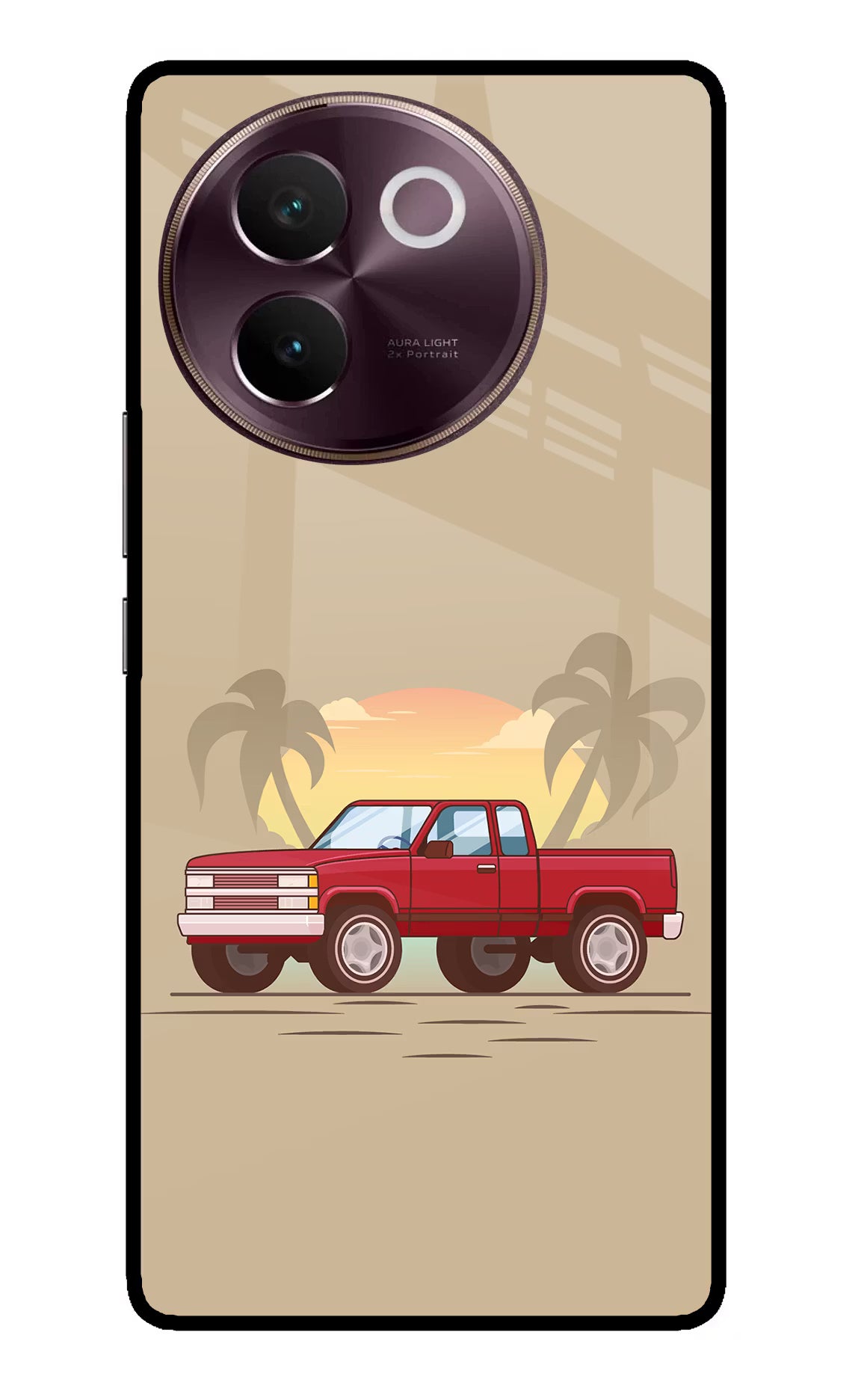 Desert Classic Drive Vivo V30e Glass Case Back Cover by Casekaro