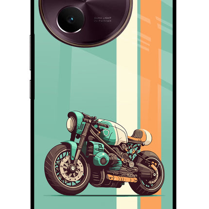 Striped Moto Drift Vivo V30e Glass Case