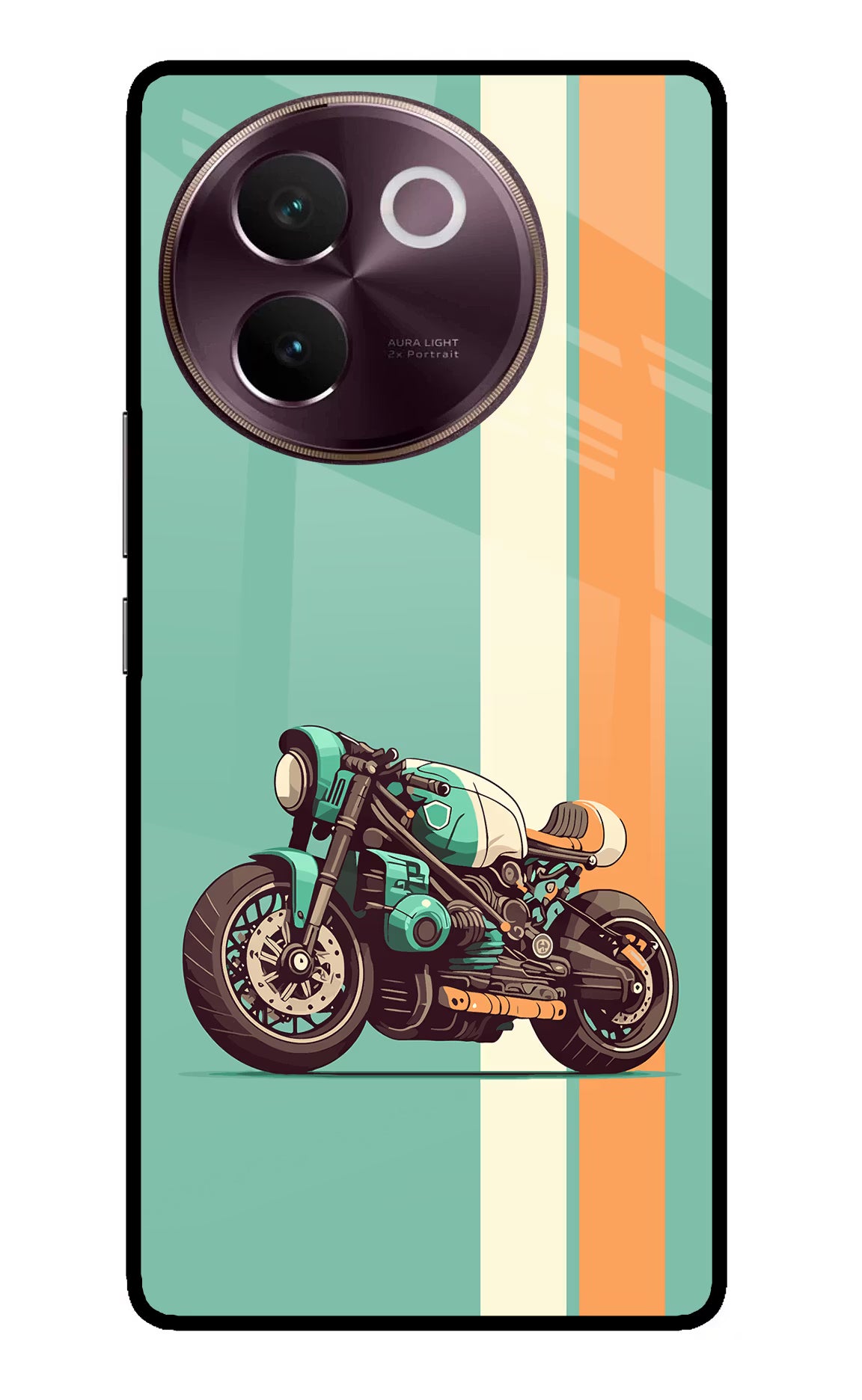 Striped Moto Drift Vivo V30e Glass Case