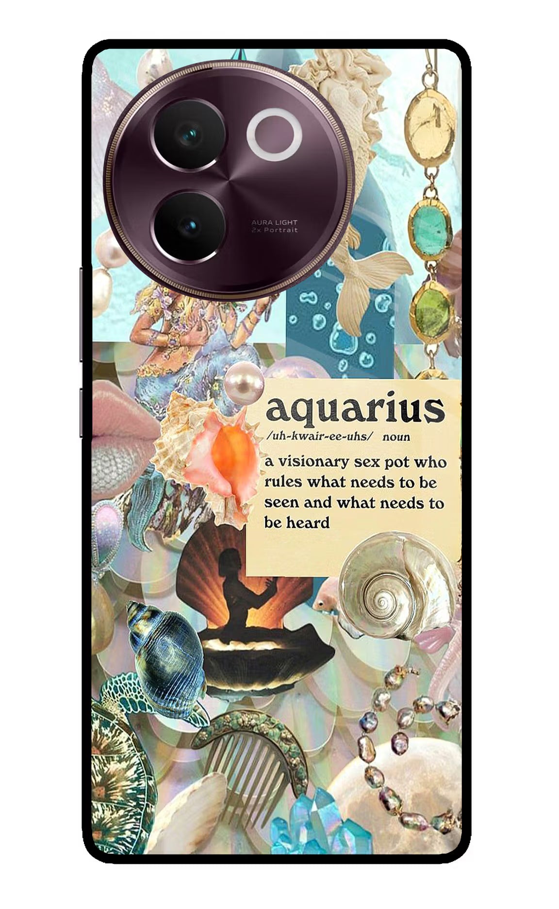 Aquarius Zodiac Vivo V30e Glass Case Back Cover by Casekaro