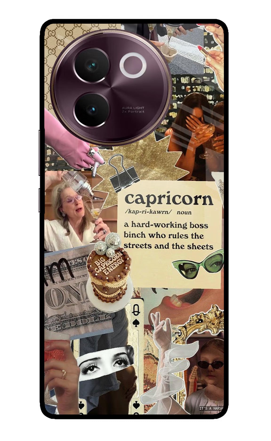 Capricorn Zodiac Vivo V30e Glass Case Back Cover by Casekaro