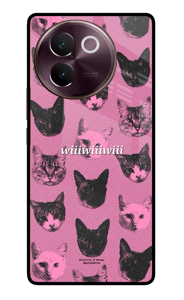 Pink Cats Vivo V30e Glass Case