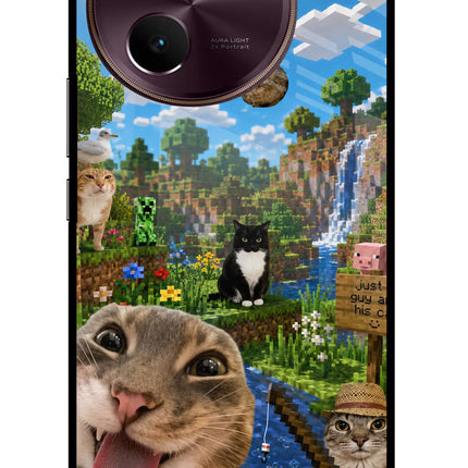 Minecraft Cat Chaos Vivo V30e Glass Case