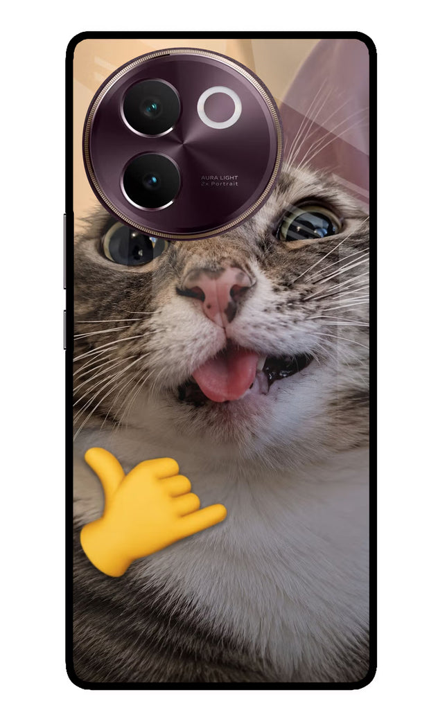 Silly Cat Call Vivo V30e Glass Case