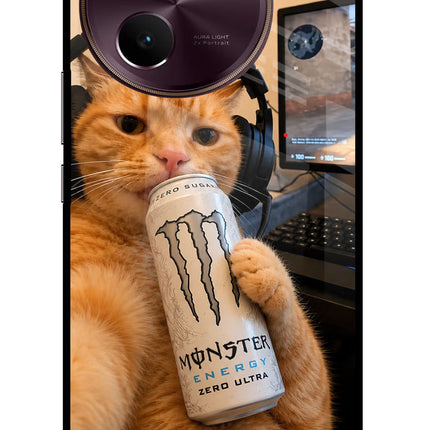 Gamer Cat Energy Vivo V30e Glass Case