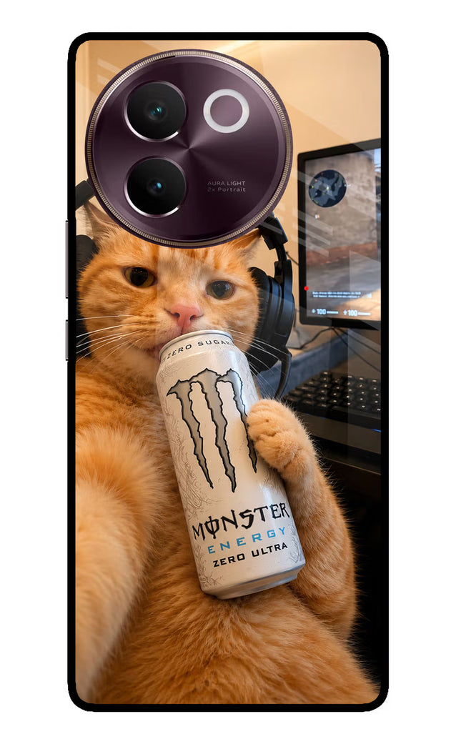 Gamer Cat Energy Vivo V30e Glass Case