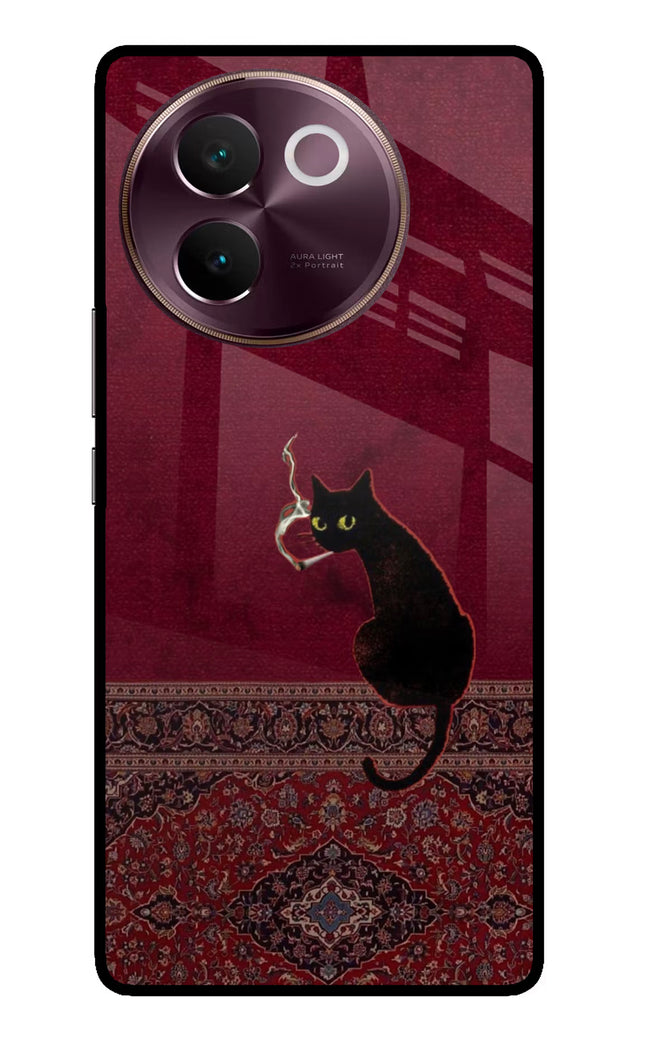Midnight Cat Vivo V30e Glass Case