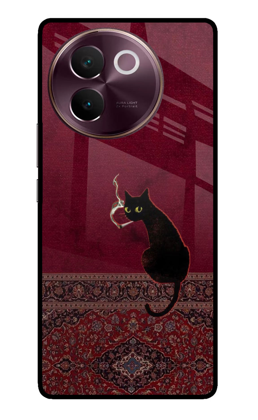 Midnight Cat Vivo V30e Back Cover, Glass case