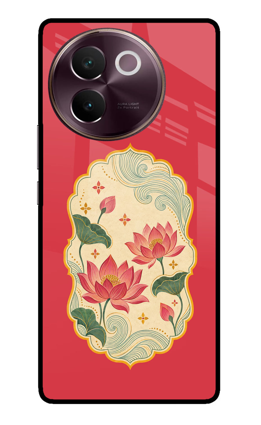 Pink Lotus Vivo V30e Back Cover, Glass case