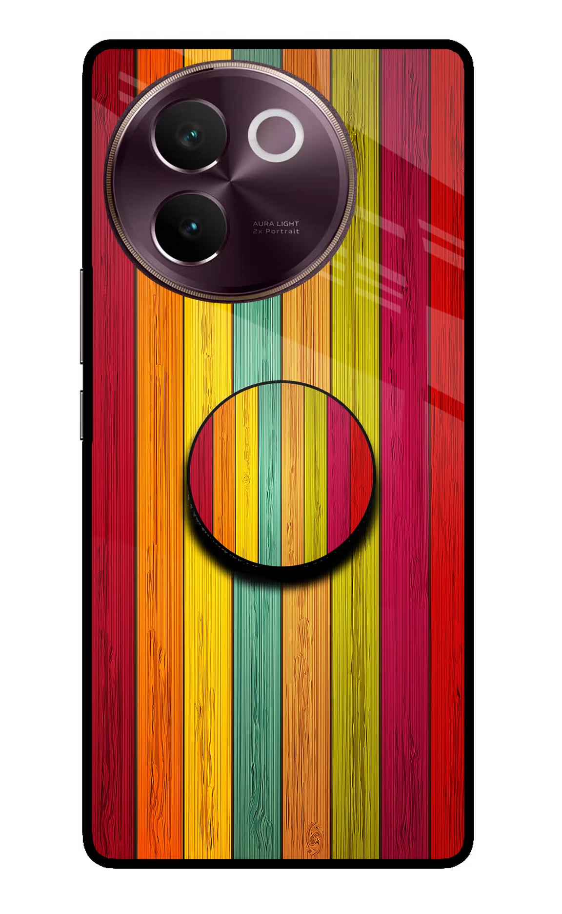 Multicolor Wooden Vivo V30e Pop Case by Casekaro