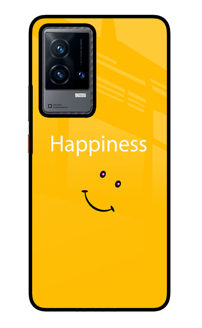 Happiness With Smiley iQOO 9 5G Glass Case Back Cover by Casekaro