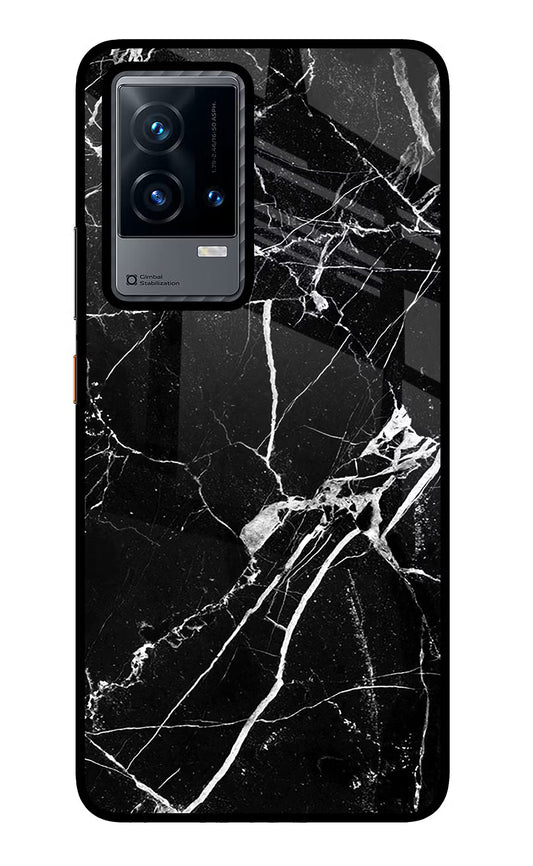 Black Marble Pattern iQOO 9 5G Glass Case