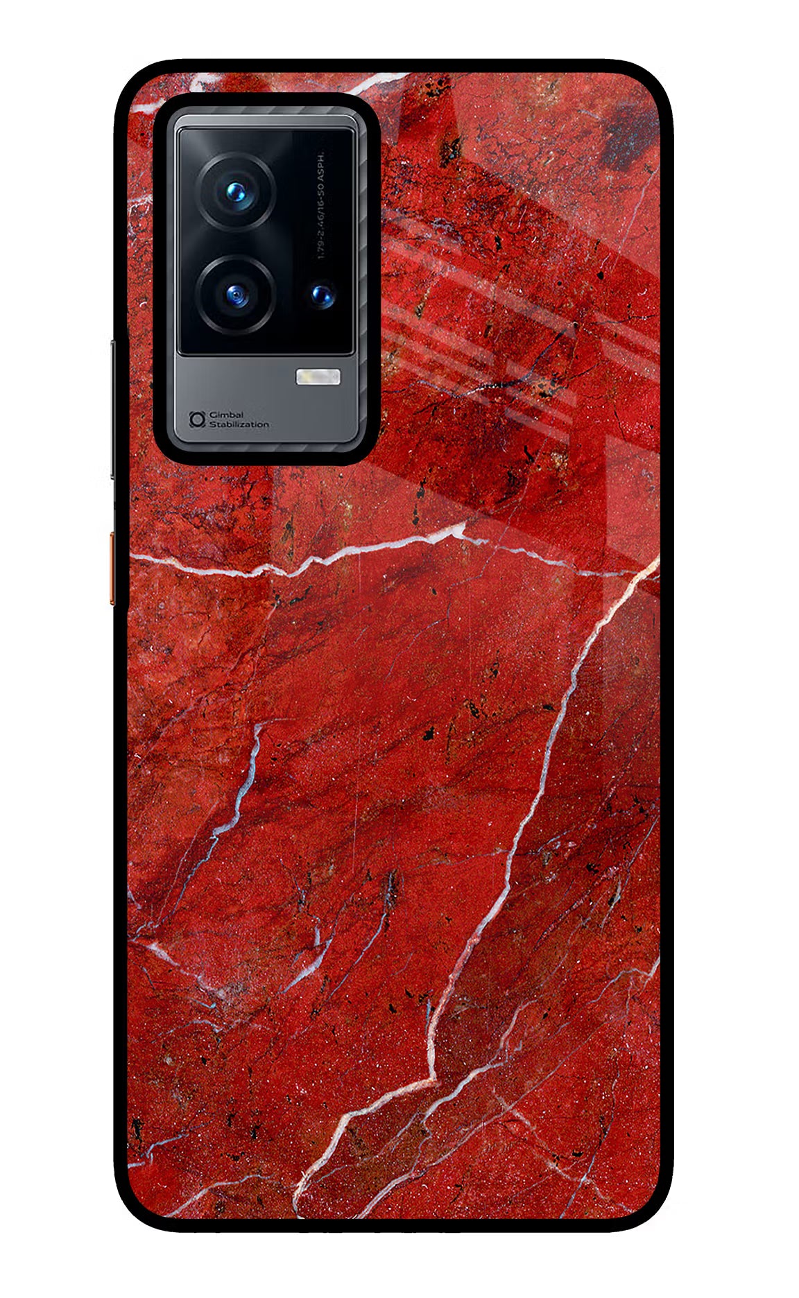 Red Marble Design iQOO 9 5G Glass Case Back Cover by Casekaro
