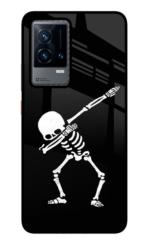 Dabbing Skeleton Art iQOO 9 5G Glass Case