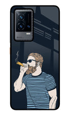 Smoking iQOO 9 5G Glass Case Back Cover by Casekaro