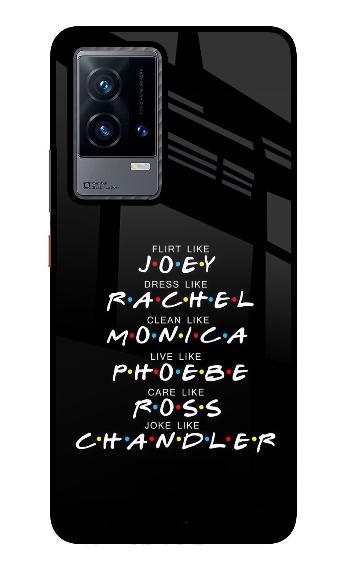 FRIENDS Character iQOO 9 5G Glass Case Back Cover by Casekaro
