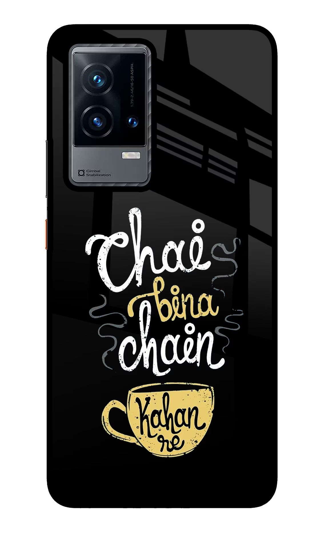 Chai Bina Chain Kaha Re iQOO 9 5G Glass Case Back Cover by Casekaro