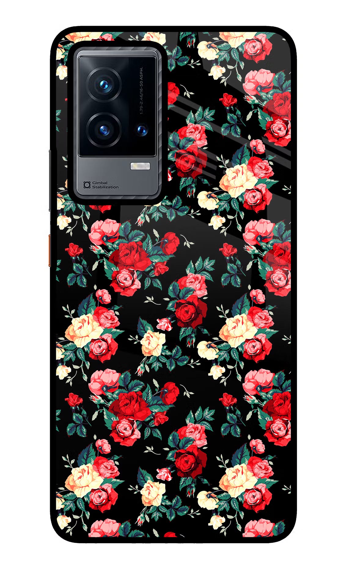 Rose Pattern iQOO 9 5G Glass Case Back Cover by Casekaro