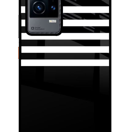 Black and White Print iQOO 9 5G Glass Case Back Cover by Casekaro