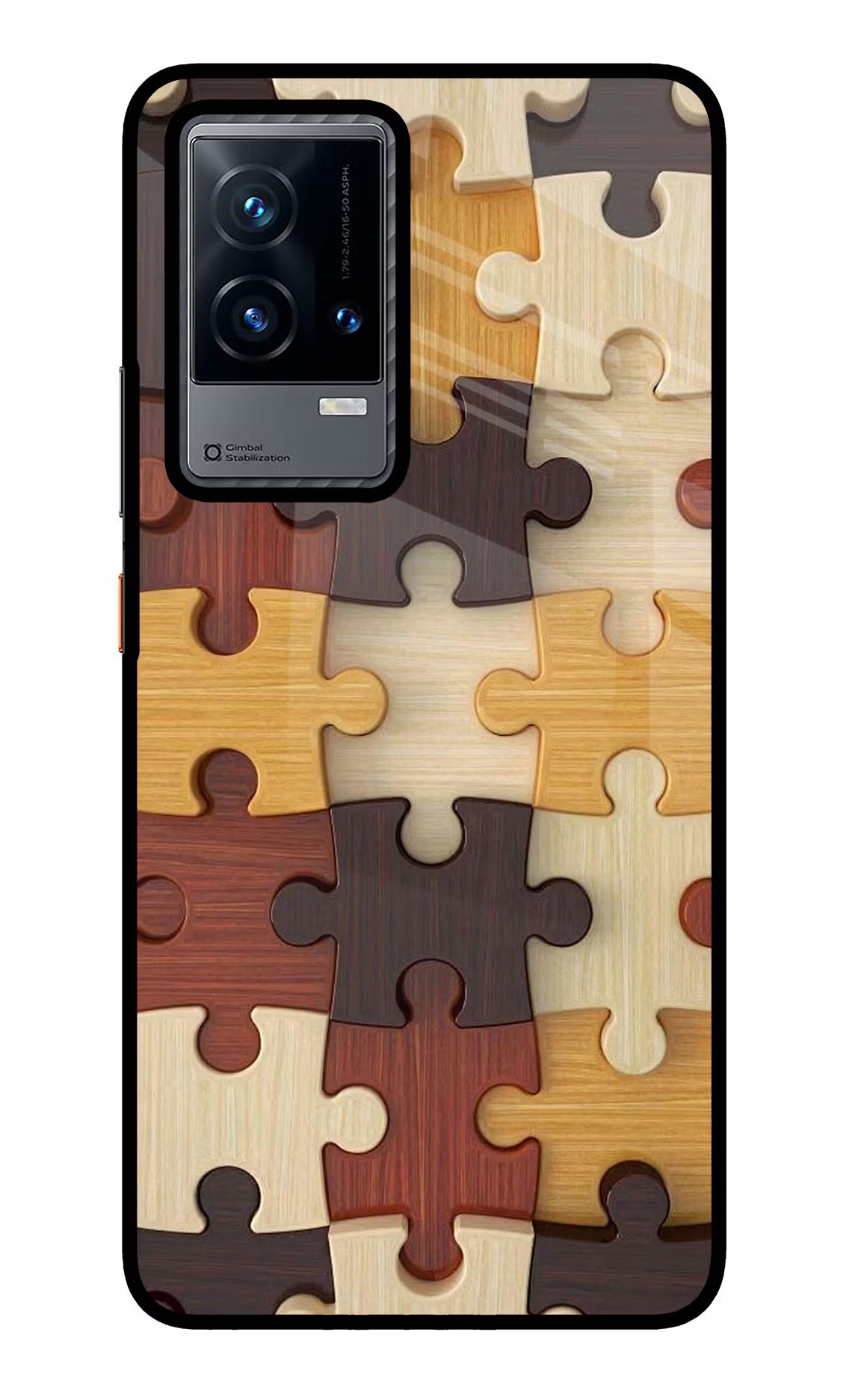 Wooden Puzzle iQOO 9 5G Glass Case Back Cover by Casekaro