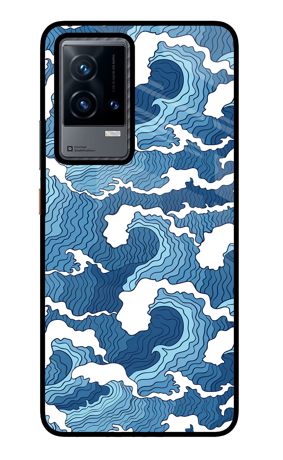 Blue Waves iQOO 9 5G Glass Case Back Cover by Casekaro