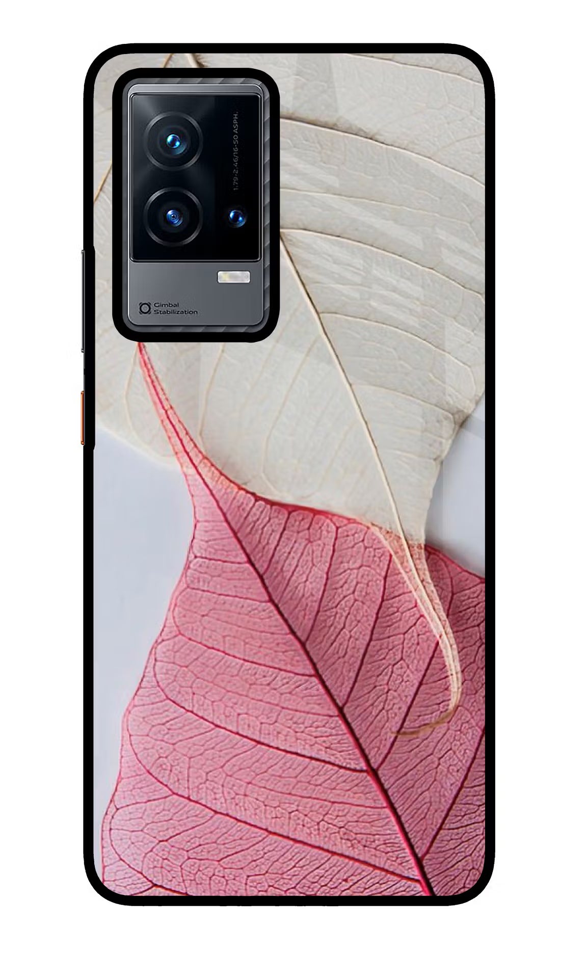 White Pink Leaf iQOO 9 5G Glass Case Back Cover by Casekaro