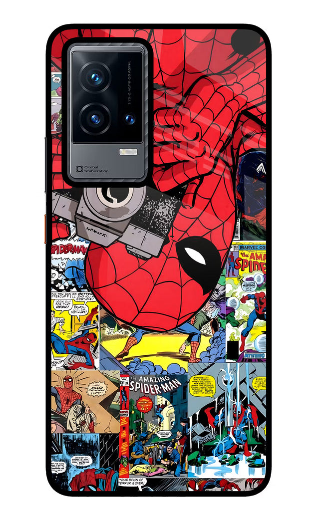 Spider Man iQOO 9 5G Glass Case Back Cover by Casekaro