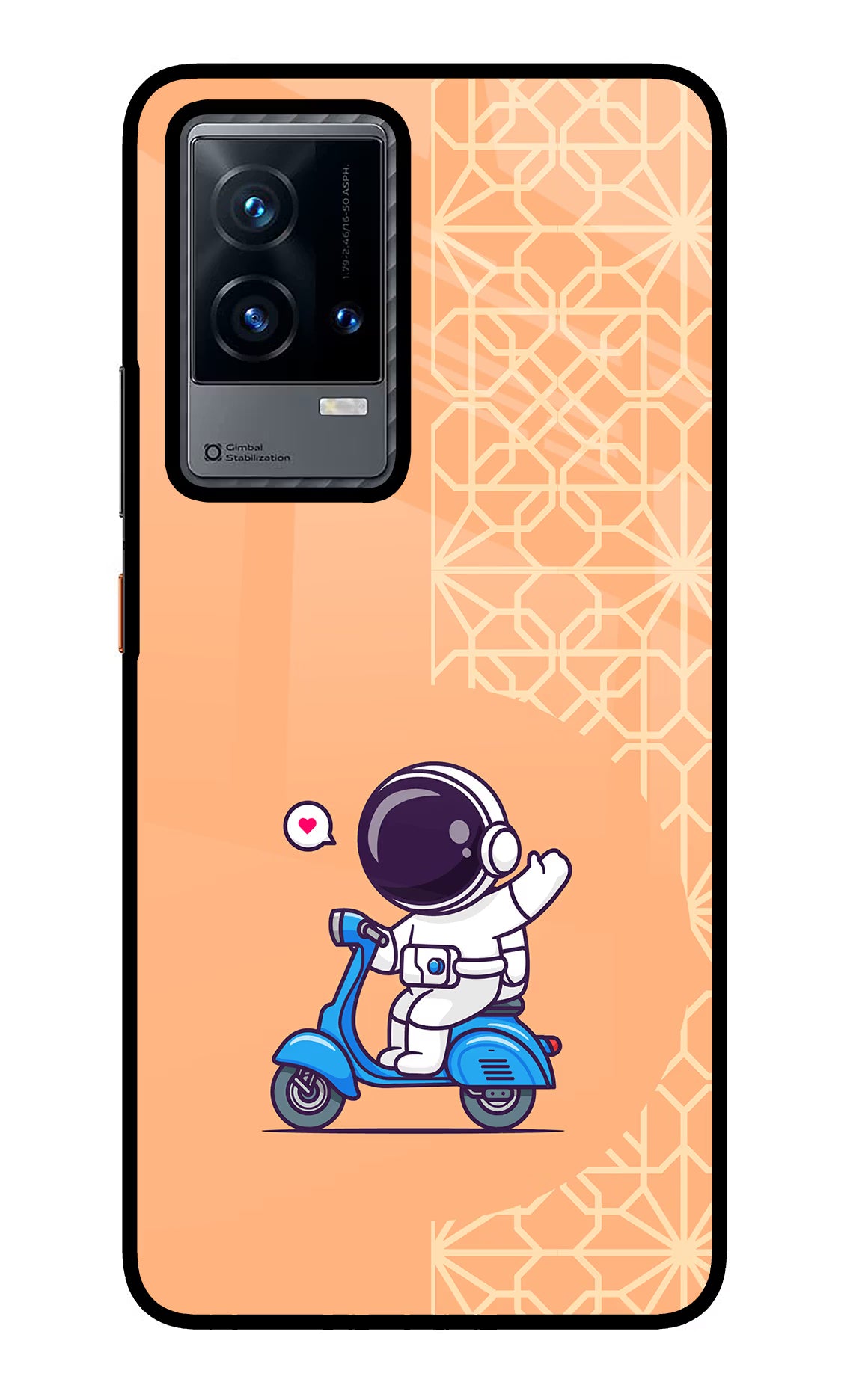 Cute Astronaut Riding iQOO 9 5G Glass Case Back Cover by Casekaro