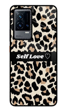 Leopard Print Self Love iQOO 9 5G Glass Case Back Cover by Casekaro