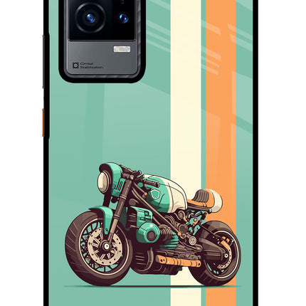 Striped Moto Drift iQOO 9 5G Glass Case Back Cover by Casekaro