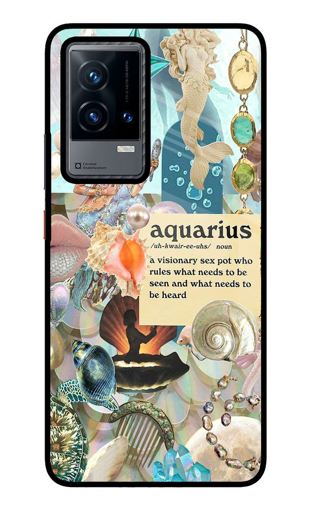Aquarius Zodiac iQOO 9 5G Glass Case Back Cover by Casekaro