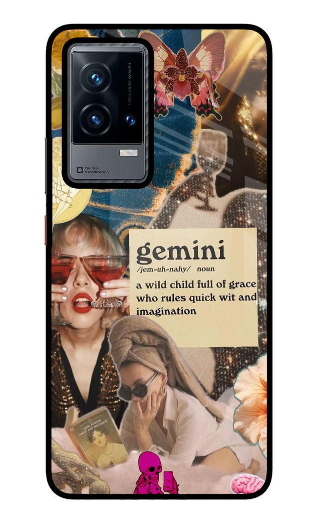 Gemini Zodiac iQOO 9 5G Glass Case Back Cover by Casekaro