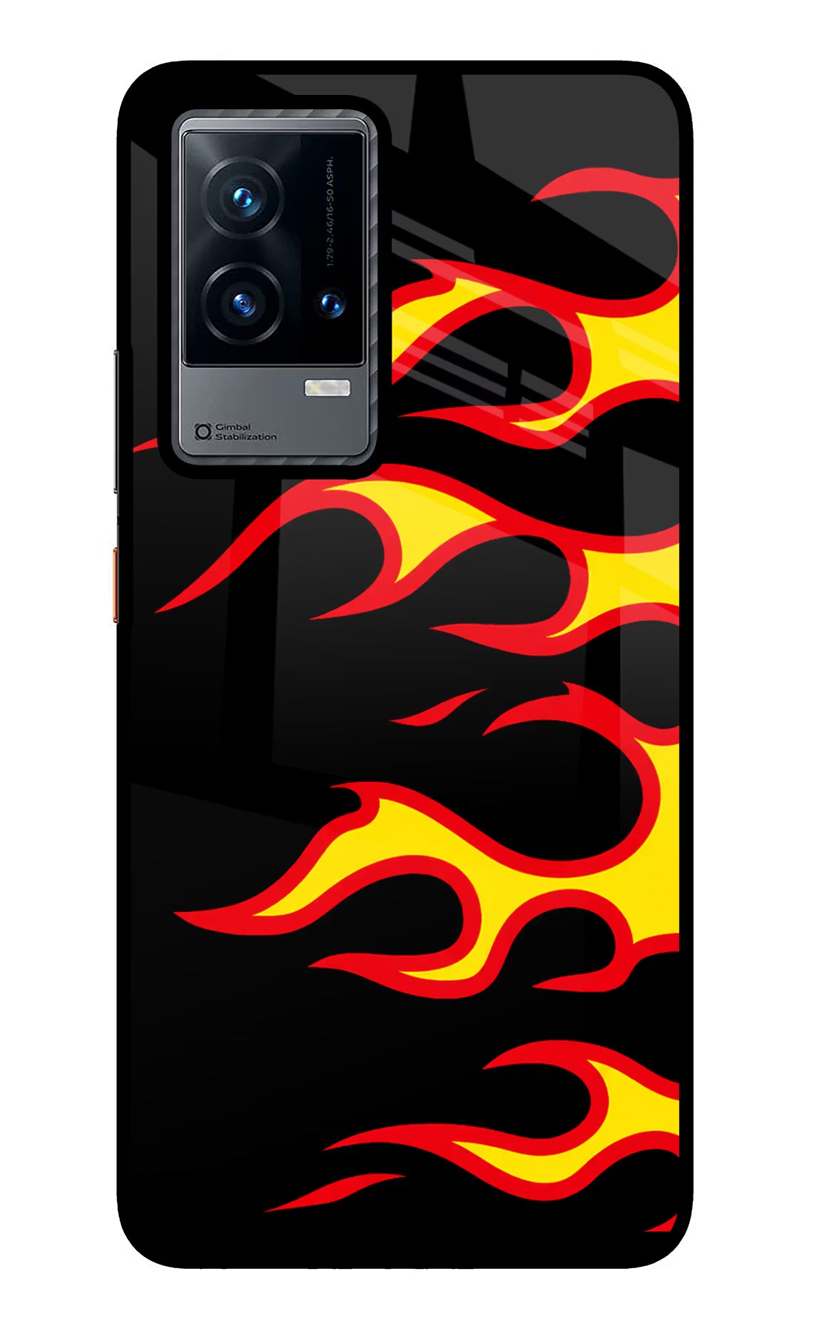 Side Sweep Flames iQOO 9 5G Glass Case