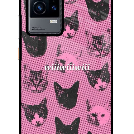 Pink Cats iQOO 9 5G Glass Case Back Cover by Casekaro