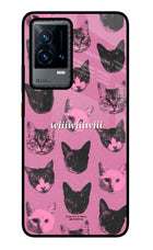 Pink Cats iQOO 9 5G Glass Case Back Cover by Casekaro