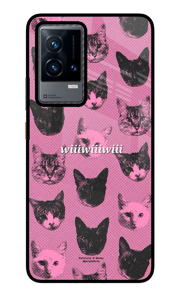 Pink Cats iQOO 9 5G Glass Case Back Cover by Casekaro