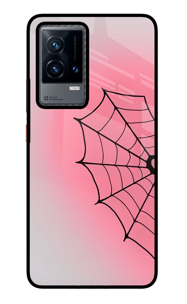 Pink Web iQOO 9 5G Glass Case Back Cover by Casekaro