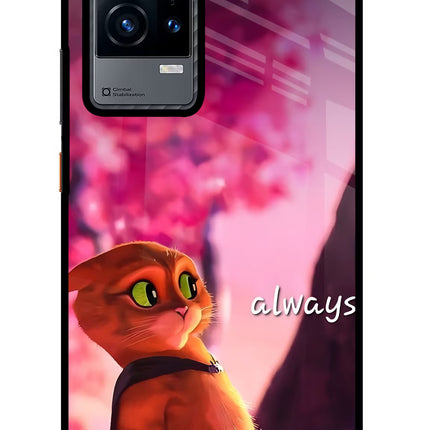 Always Cat iQOO 9 5G Glass Case Back Cover by Casekaro